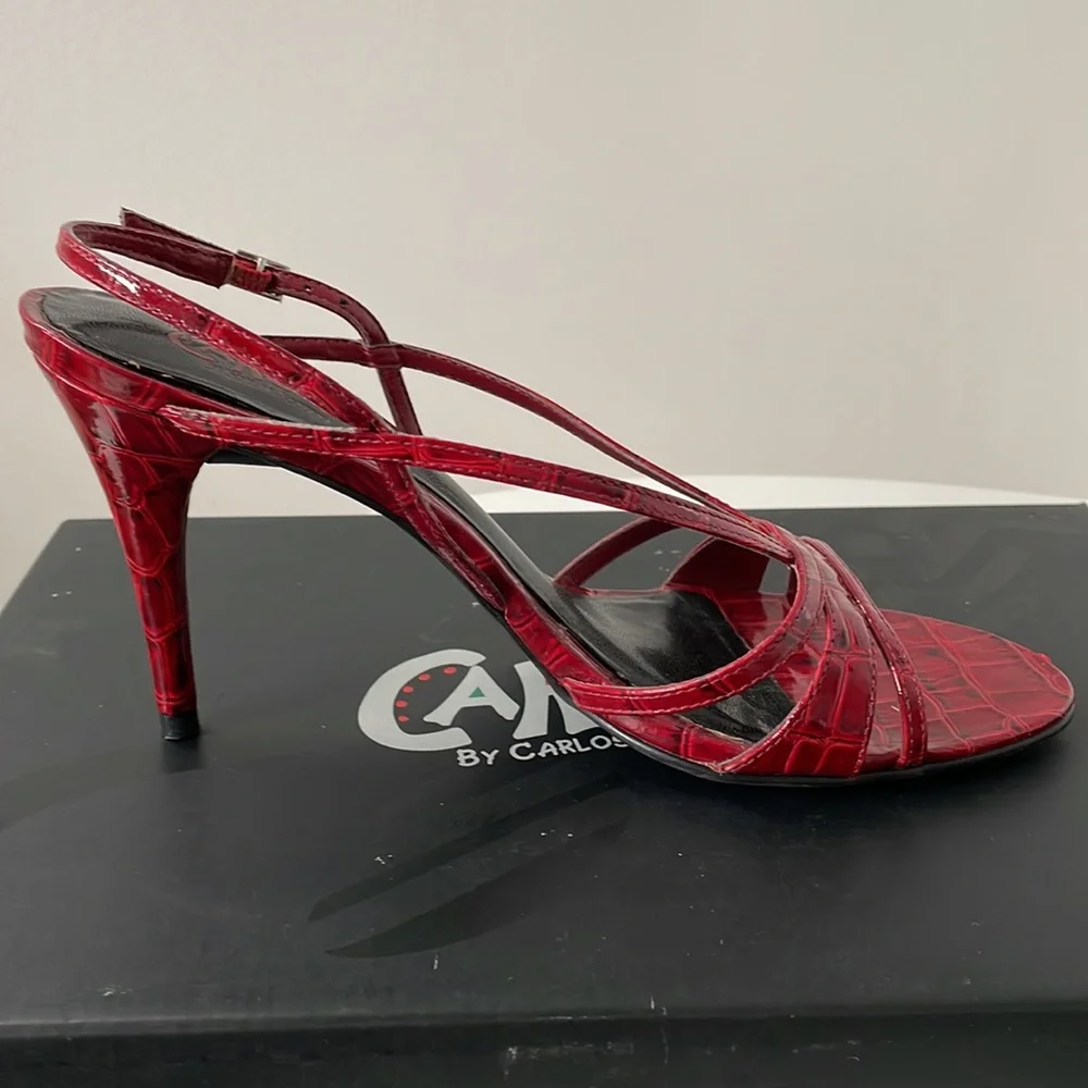 Red Croco Patent Sandals - Picture 4 of 7